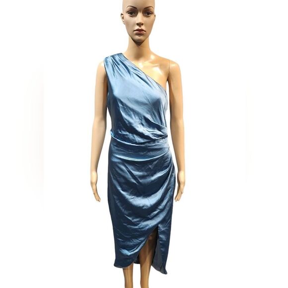*NWT Elliat Revolve Cassini women's blue one shoulder Asymmetrical midi dress M - Picture 8 of 11
